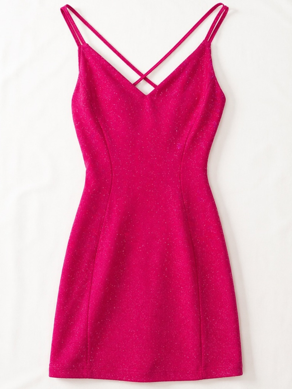 Symphony Pink Glitter Bodycon Mini Dress Open Back Strappy NWT Medium Prom Gala